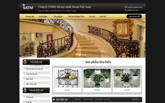 Mẫu web cơ khí sắt mỹ nghệ