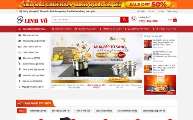 Mẫu web bán hàng điện nước