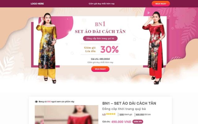 Mẫu web landing page áo dài