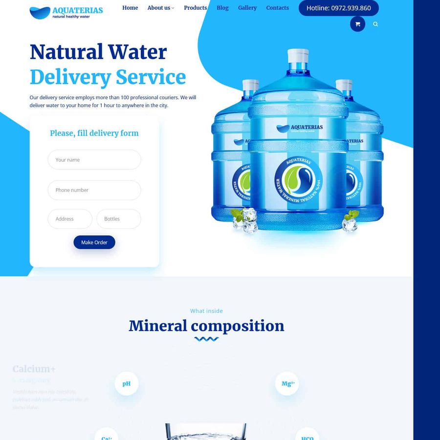 Theme wordpress nước aqua – màn hình 1