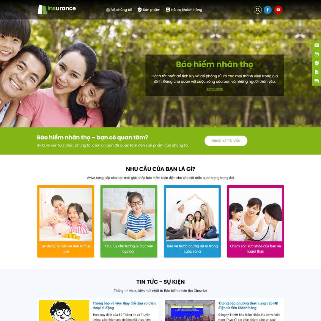 Mẫu web giới thiệu dịch vụ bảo hiểm