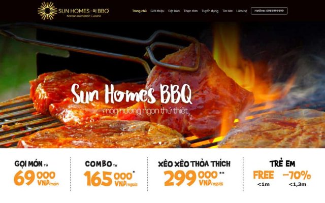Mẫu web giới thiệu nhà hàng bbq
