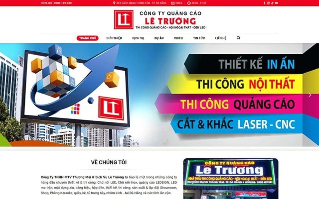 Mẫu web làm biển quảng cáo