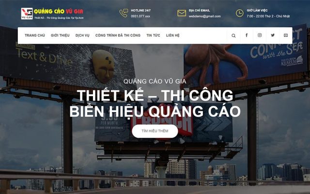 Mẫu web làm biển quảng cáo 02