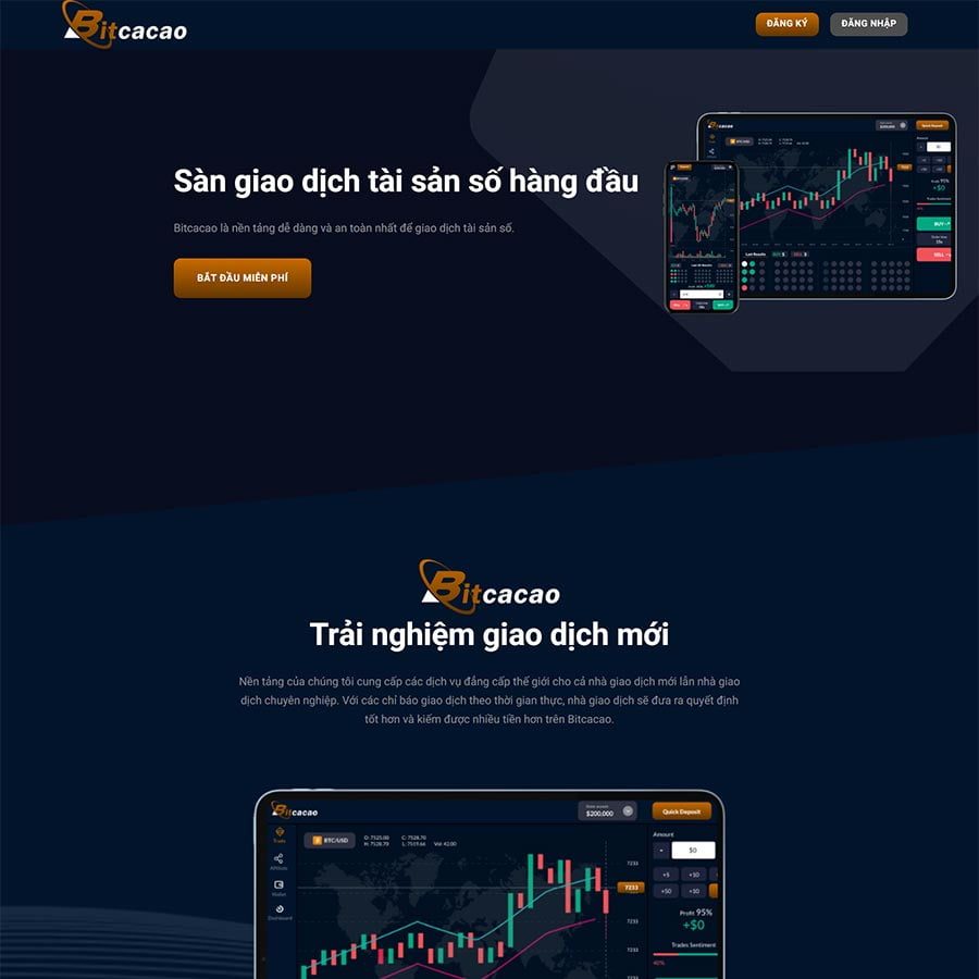 Mẫu web giới thiệu sàn giao dịch bo
