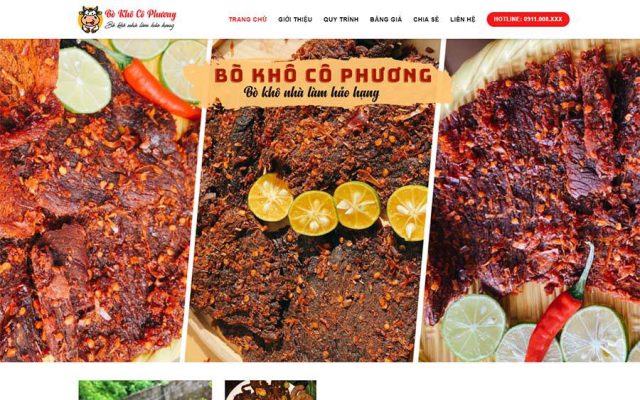 Mẫu web bán bò khô