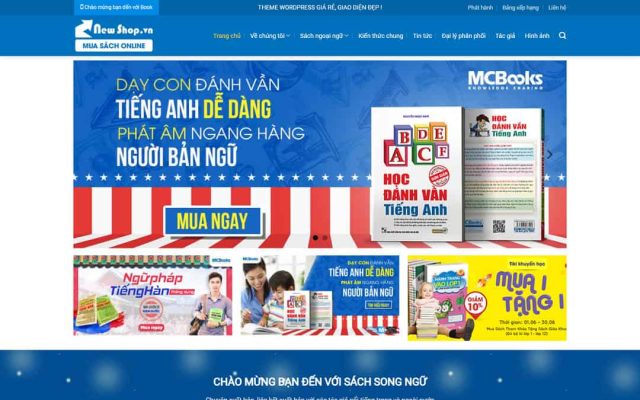 Mẫu web shop bán sách, ebook