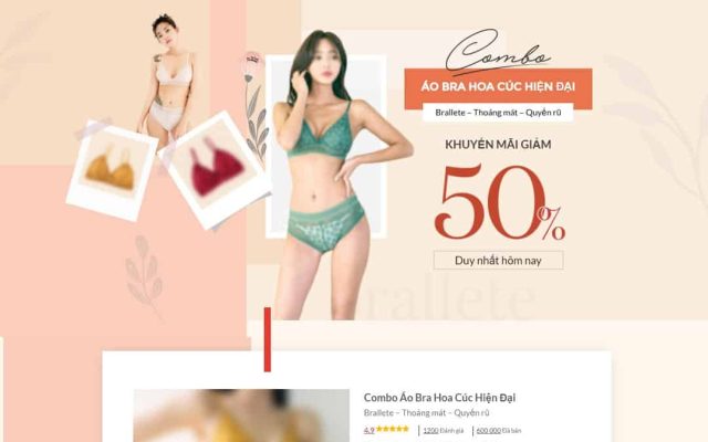 Mẫu web landing page bán hàng nội y