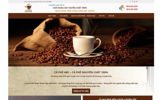 Mẫu web bán cafe nguyên chất