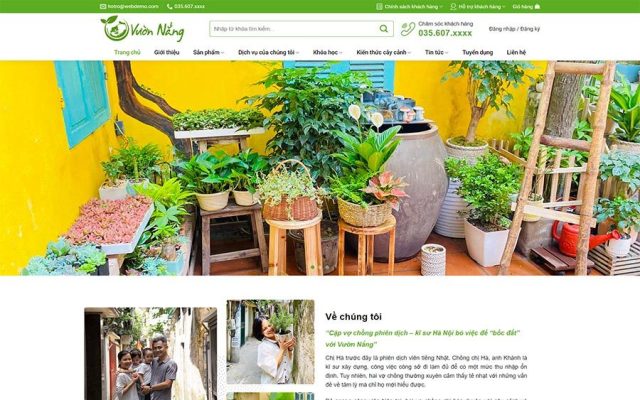 Mẫu web bán cây xanh, tiểu cảnh 03