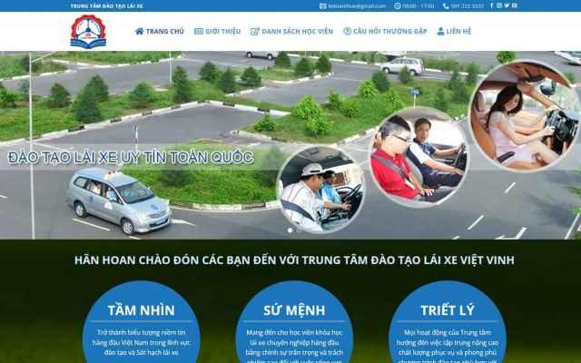 Mẫu web trung tâm đào tạo lái xe