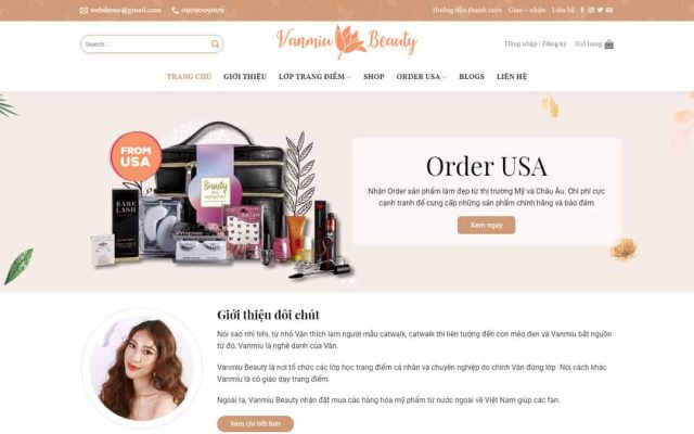 Mẫu web khóa học dạy trang điểm