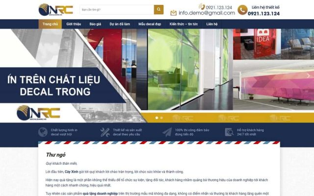 Mẫu web dịch vụ thi công dán decal
