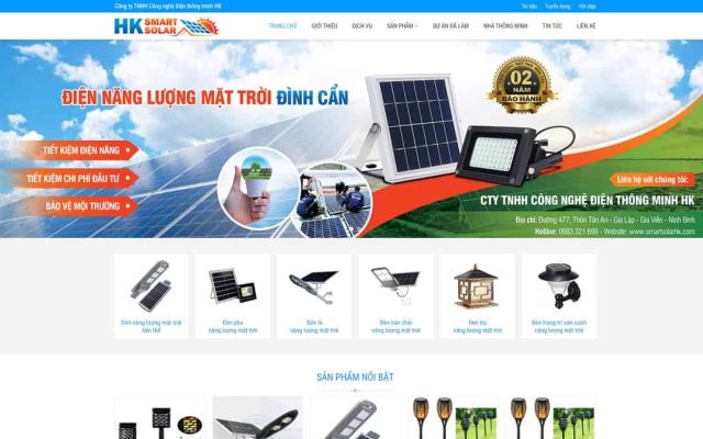 Mẫu web bán đèn led, thiết bị năng lượng mặt trời