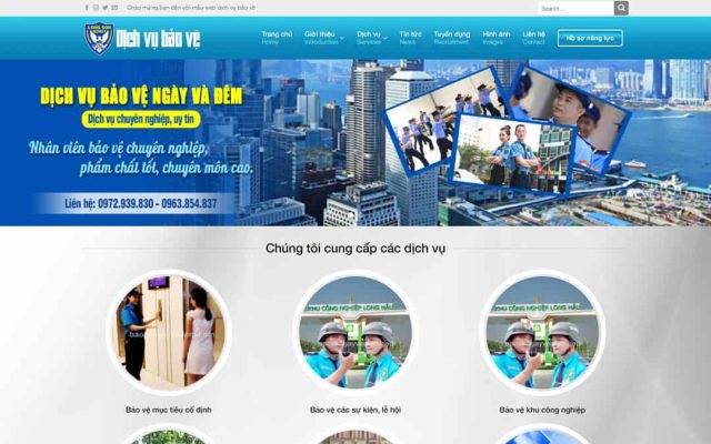 Mẫu web công ty, dịch vụ bảo vệ