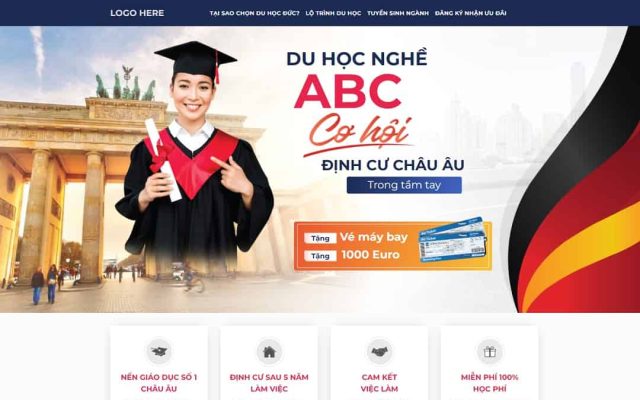 Mẫu web landing page du học nghề