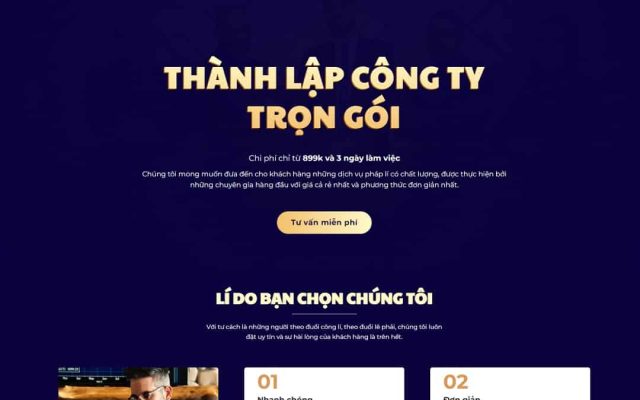 Mẫu web landing page dịch vụ thành lập công ty, doanh nghiệp
