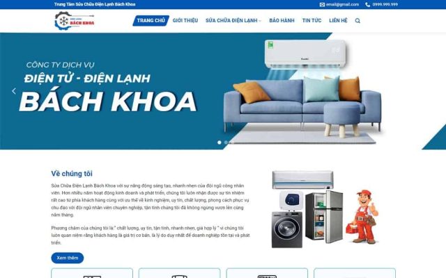 Mẫu web dịch vụ sửa chữa điện lạnh