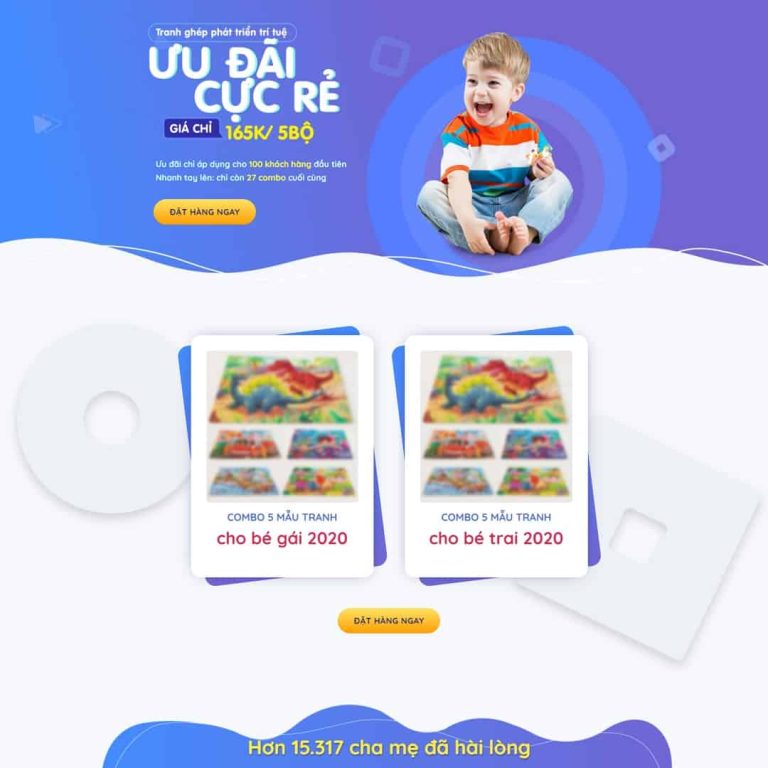 Mẫu web landing page đồ chơi xếp hình