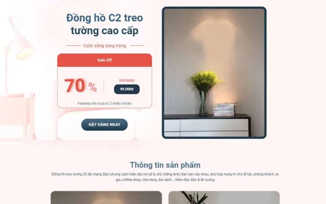 Mẫu web landing page đồng hồ gián tường 3D