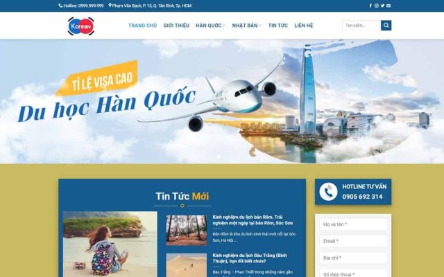 Mẫu web công ty du học hàn quốc
