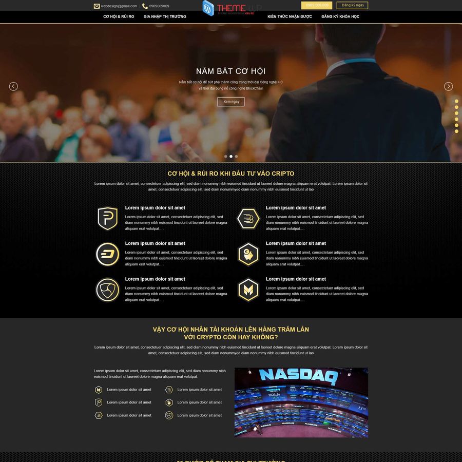 Theme wordpress lớp học bitcoin – màn hình 1