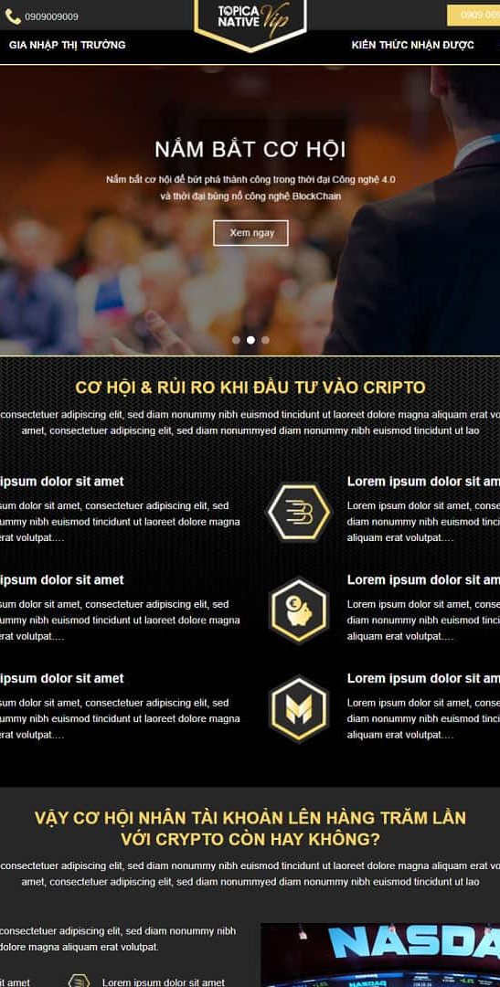 Theme WordPress landing page khóa học tài chính, crypto