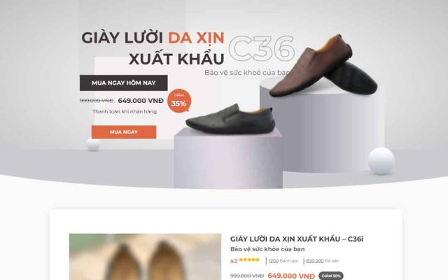 Mẫu web landing page bán giày da