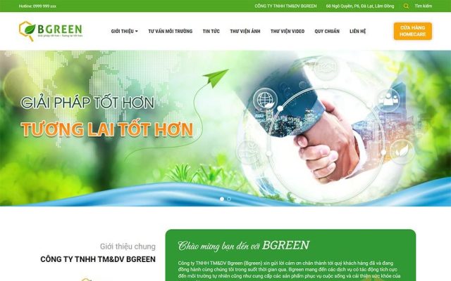 Mẫu web giới thiệu công ty giải pháp môi trường