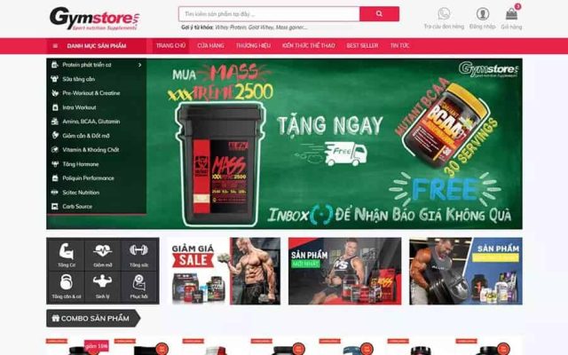 Mẫu web bán thực phẩm phòng gym