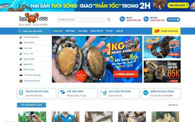 Mẫu web cửa hàng bán hải sản