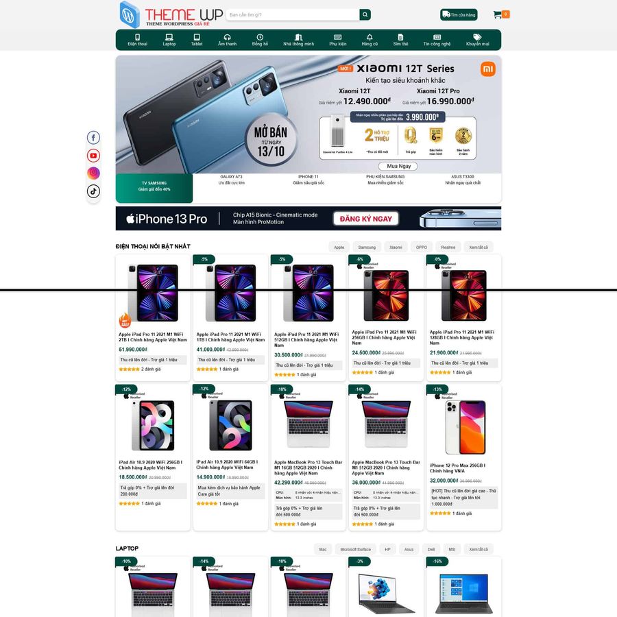Theme wordpress cửa hàng điện thoại – màn hình 1