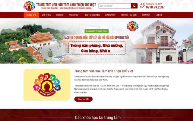 Mẫu web trung tâm đào tạo phong thủy
