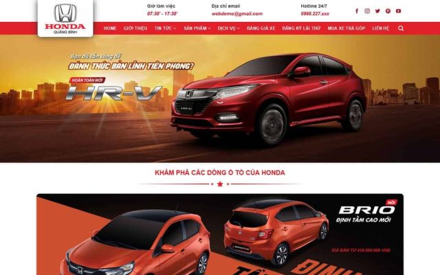 Mẫu web bán oto honda 3