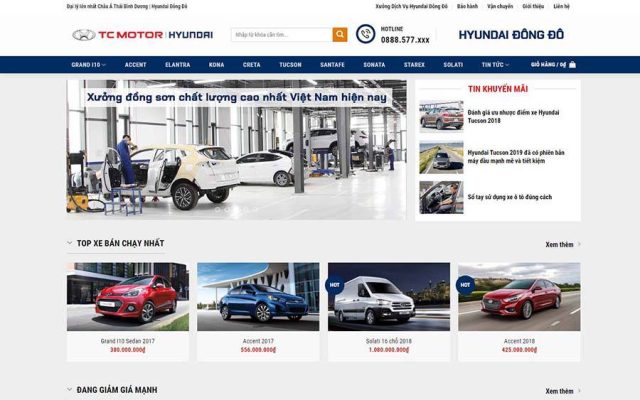 Mẫu web bán xe hyundai 02
