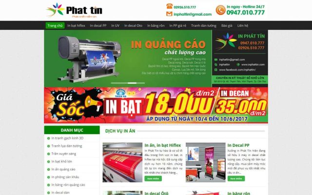 Mẫu web dịch vụ in bạt, decal