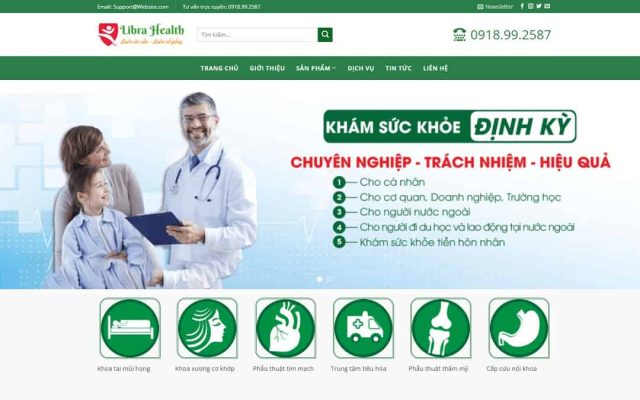 Mẫu web dịch vụ, phòng khám sức khỏe