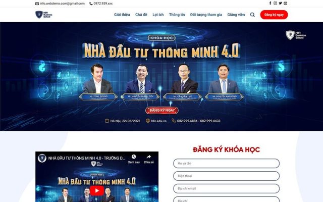 Mẫu web khóa học đầu tư