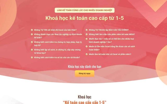 Mẫu web landing page khóa học kế toán
