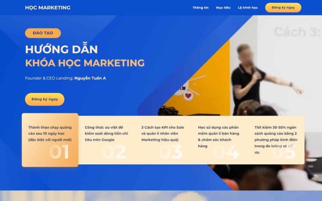 Mẫu web landing page khóa học marketing online