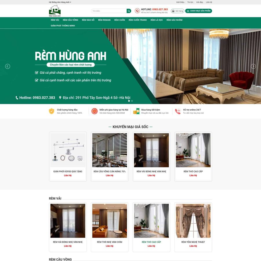 Theme wordpress bán mành rèm 2 – màn hình 1