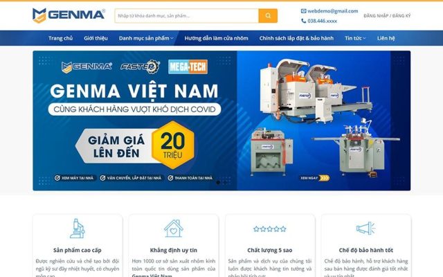 Mẫu web công ty bán máy cắt, máy cơ khí