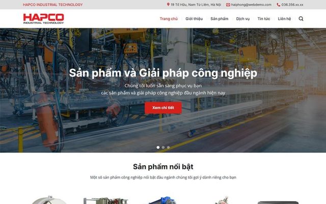 Mẫu web nhà cung cấp thiết bị cơ khí