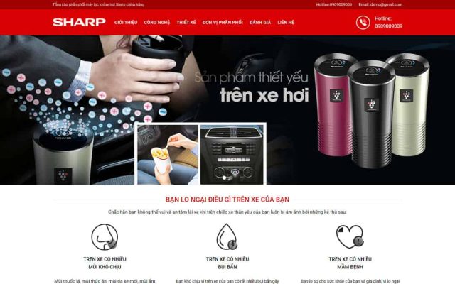 Mẫu web landing page giới thiệu máy lọc khí