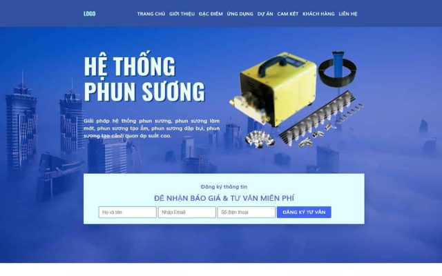 Mẫu web landing page máy phun sương