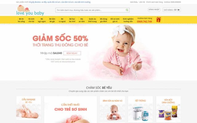 Mẫu web bán sản phẩm mẹ và bé
