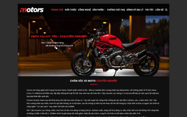 Mẫu web dịch vụ chăm sóc mô tô