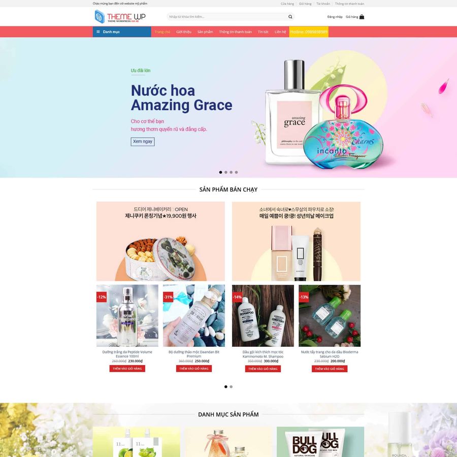 Theme wordpress shop mỹ phẩm 4 – màn hình 1