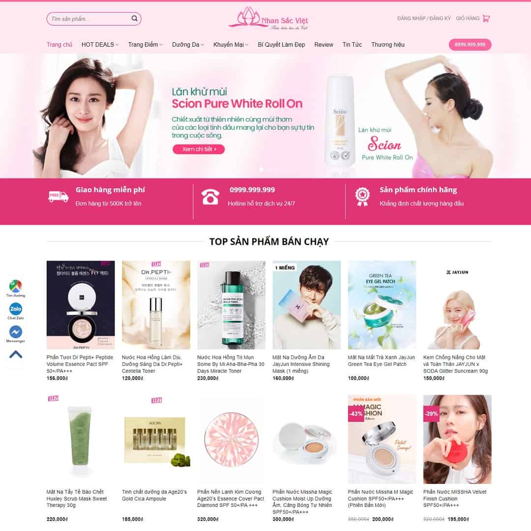Theme WordPress Shop mỹ phẩm 05 – màn hình 1