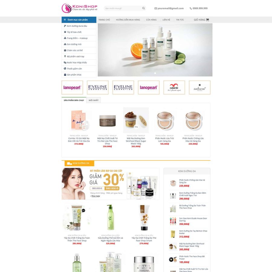 Theme wordpress mỹ phẩm 8 – màn hình 1